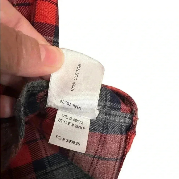 ORVIS 100% Cotton Red Gray Plaid Button Front Long Sleeve Flannel Men’s XXL - Picture 4 of 7